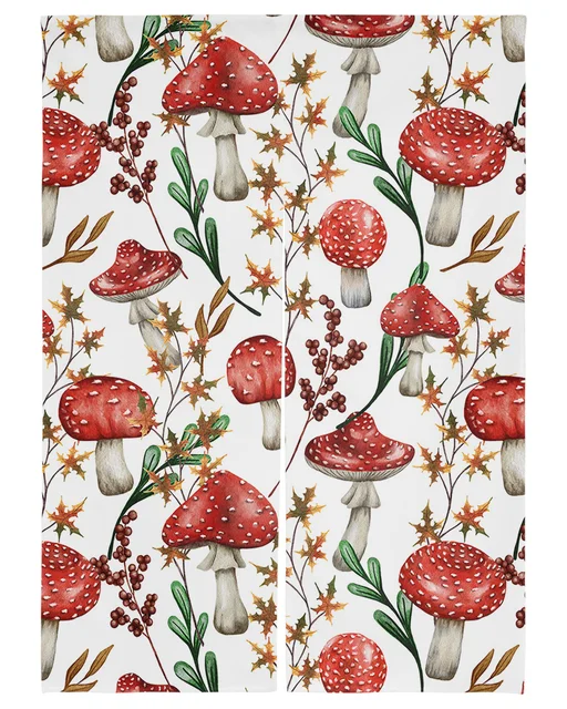 일본식 우아함이 깃든: 버섯 베리 잎 문 커튼으로 집에 명품감 더하기