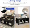 Wood Lift Top Modern Coffee Table w/Hidden Compartment and Open Storage Shelf for Living Room Office Reception Room (Black) 5