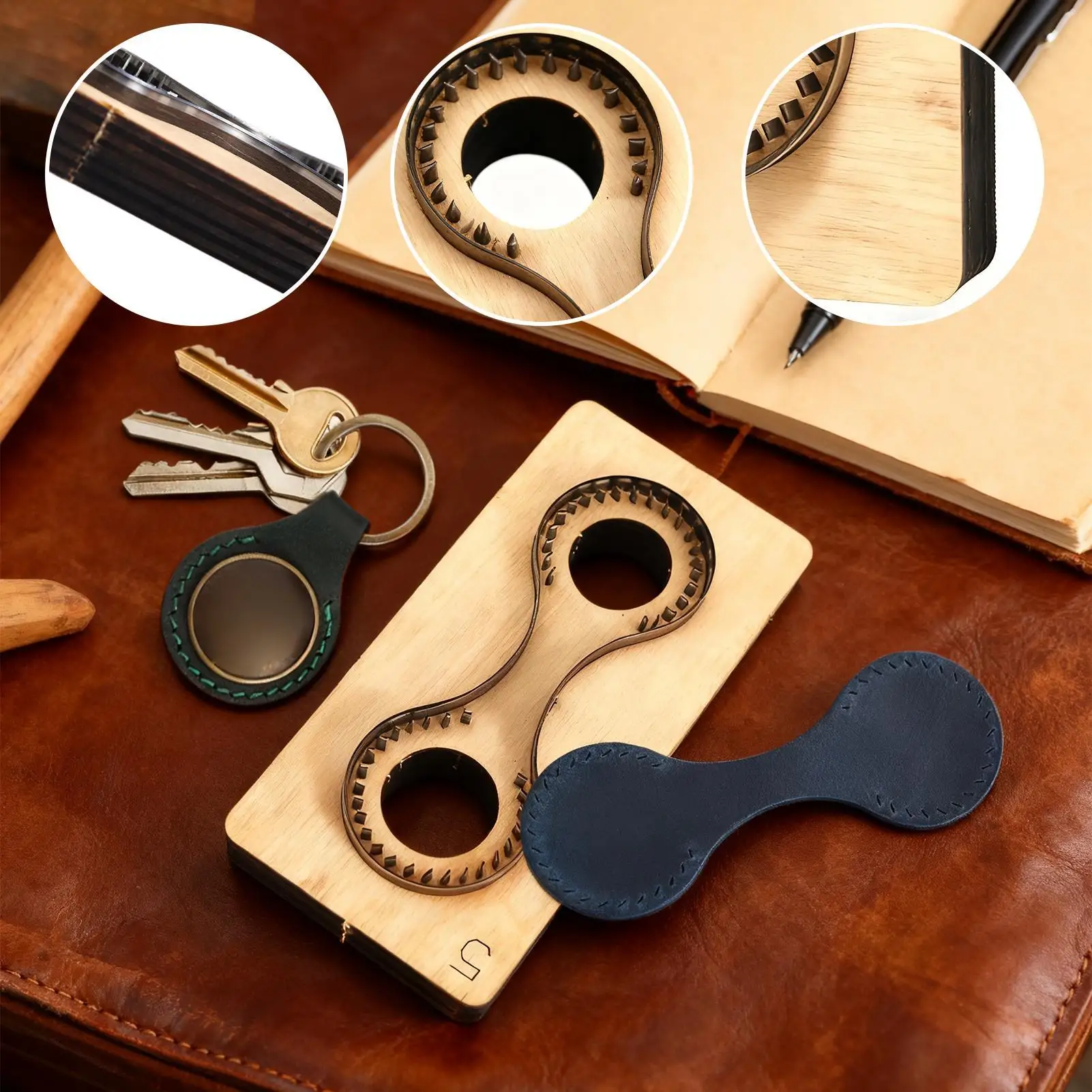 Leather Keychain Cutting Die Precise Wooden Multipurpose Leather Keychain Embossing Die Mold For Small Projects Wallet Cards