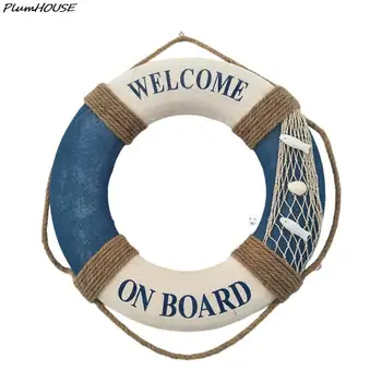1PC Mediteranean Sea Family Adorment Life Buoy Wall Hanging Decorations Bar Home Decor Props Nautical Life Ring Wedding Crafts 1