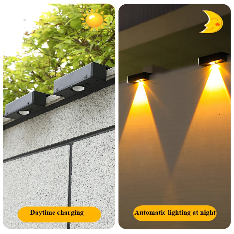 Brighter Solar Fence Lights Solar Lights Outdoor IP65 Waterproof Powered Lamp for Backyard Railing Wall Step Patio
