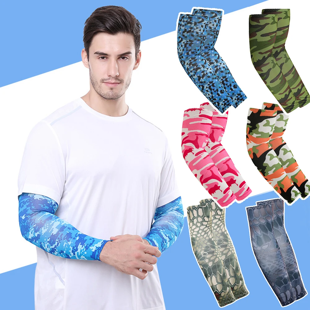 

2Pcs Unisex Cooling Arm Sleeves Cover UV Sun Protection Outdoor Men Fishing Cycling Sports Running Sleeves For Hide Tattoos