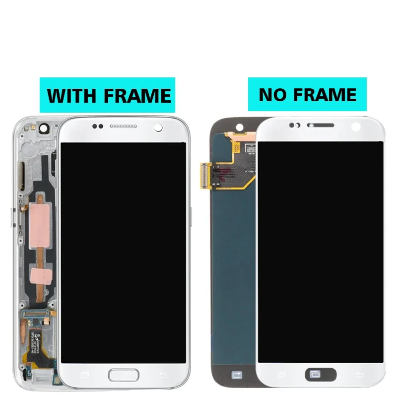 Pantalla LCD SUPER AMOLED de 5,1 pulgadas para Samsung S7, montaje de digitalizador con cubierta trasera, con Marco, G930, G930F