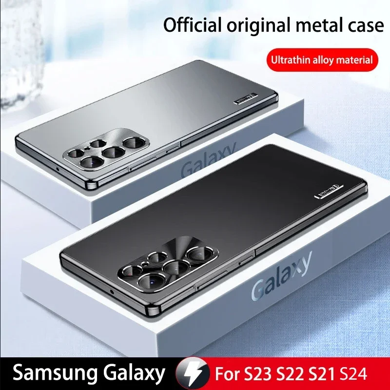 

For Samsung Galaxy S23 S21 S22 S24 Ultra Phone Case Metal Magnetic Built in Lens protection aluminium alloy Shockproof cover