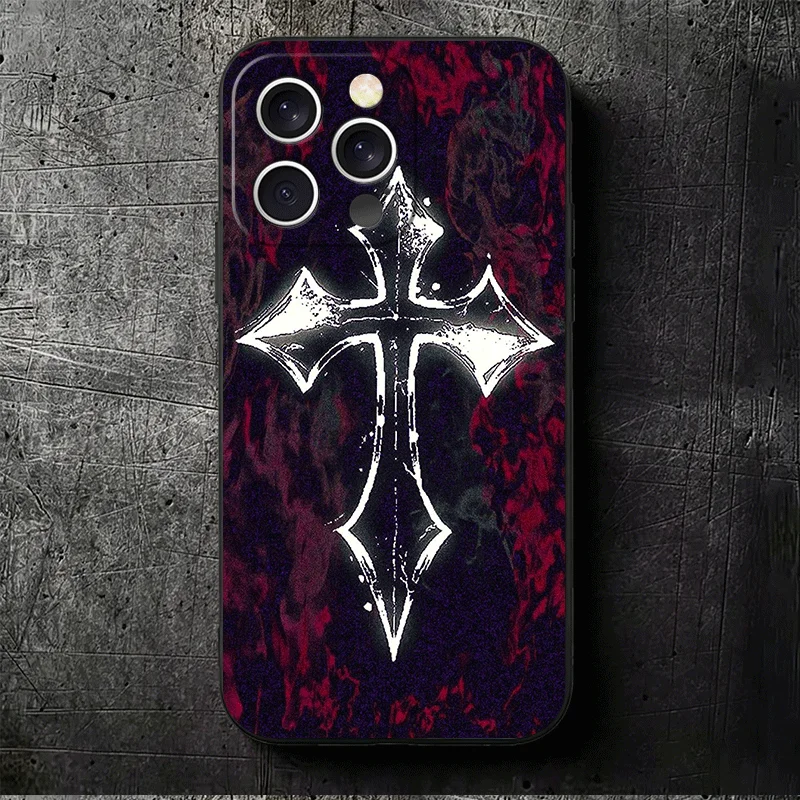 Gothic Cyber Sigil Cross Soft Black Phone Case s Back Cover