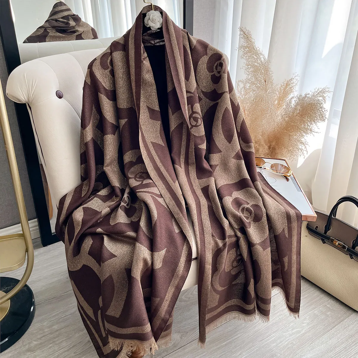 New Ladies Muslim Hijab Golden Thread long Scarf Spring and Autumn Sun Protection Scarf Camellia Shawl Foulard Wrap Headscarf