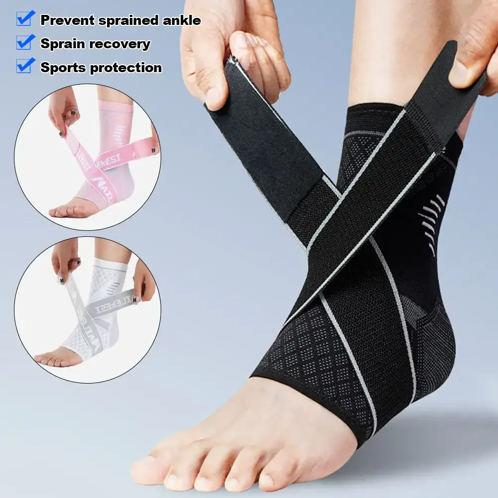 Sport Ankle Stabilizer Brace Compression Ankle Strain Bandages Ankle Support Protector for Basketball Football Fitness Running