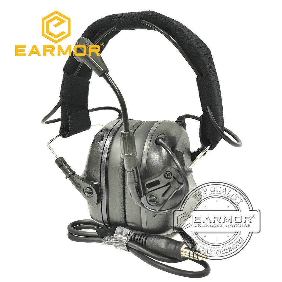 

EARMOR Tactical Headset M32 MOD3 Hunting & Shooting Earmuffs with Microphone, Sound Amplification, Nato TP120 Jacket, Black
