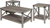 4 Piece Farmhouse Barn Door TV Stand Console Coffee Table and 2 End Table Living Room Set in Rustic Gray Oak 4