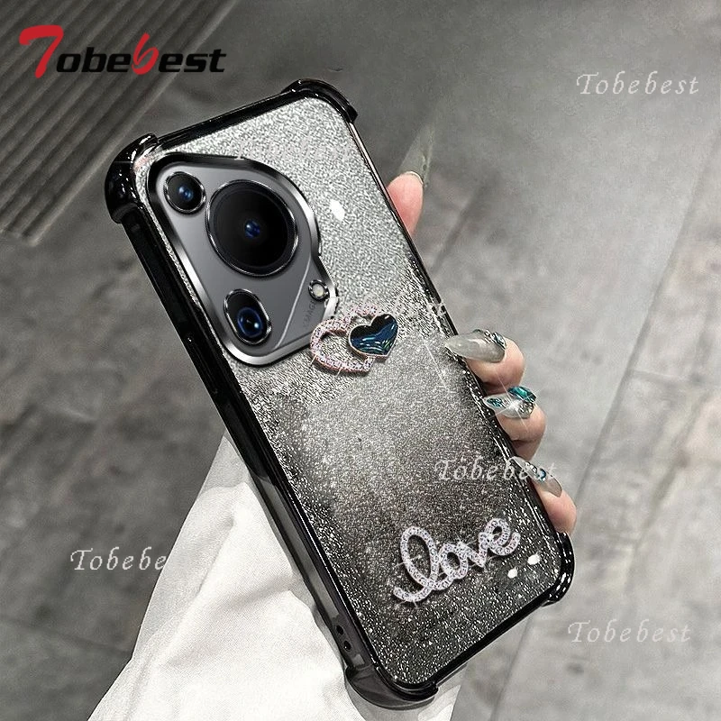 3D Love Shockproof Glitter Plating Silicone Phone Case