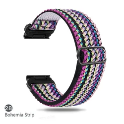 Elastic Woven Nylon Watch Strap - Available in 20, 22, and 26 mm Widths - Fenix 5 5Plus (BoHemia Strip)