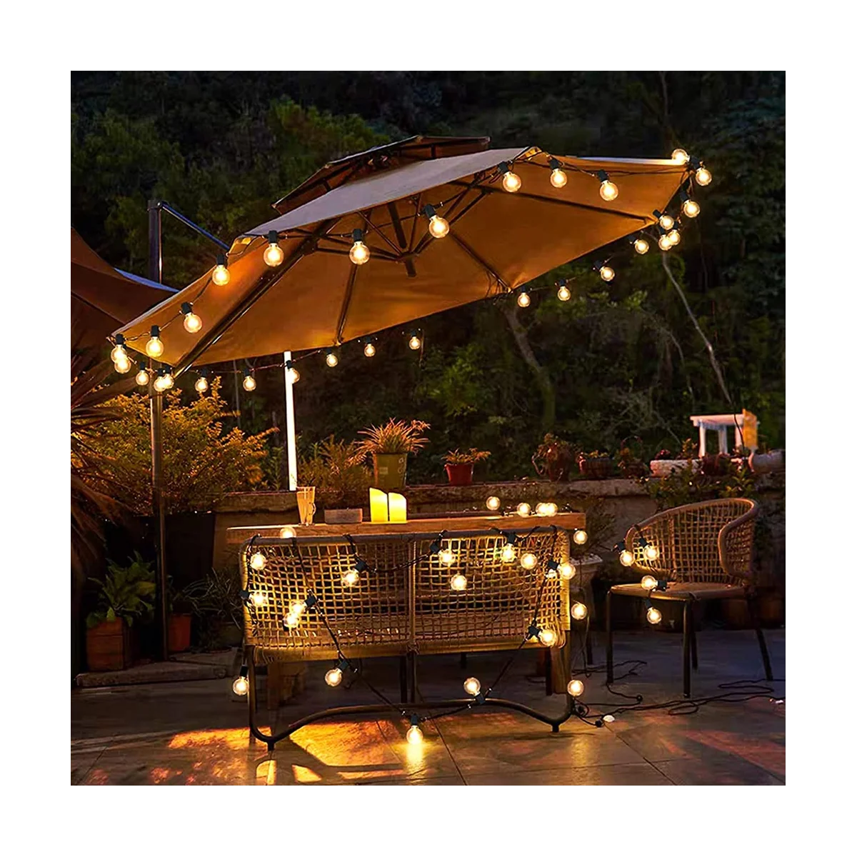 

LED Outdoor G40 Globe Dimmable Patio Lights, Waterproof Hanging String Light with 27LED