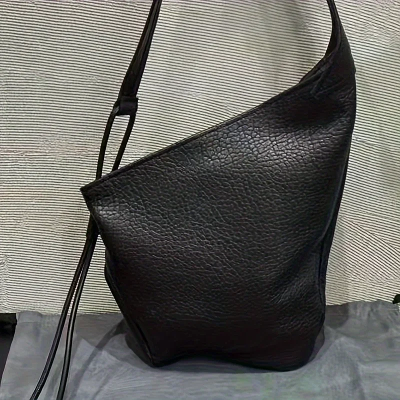 2025 New Bubble Horn Tote Bag - Minimalist Black Crossbody Shoulder Bag with Zipper Closure, Everyday Casual & Professional Use