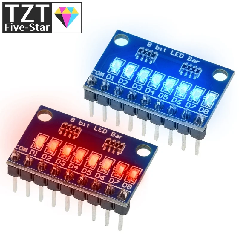 TZT 3.3V 5V 8 Bit Blue / Red Common Anode / Cathode LED Indicator ...