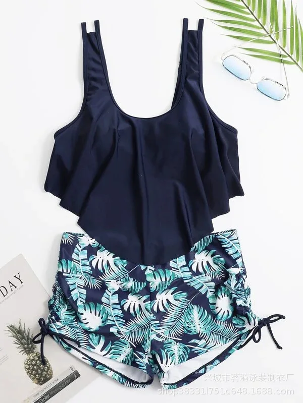 Summer Ruffles Swimsuits Tankini Sets Female Swimwear Sports Beach Wear Two-Piece Bathing Suits Pool Women Swimming Suit 2024 4