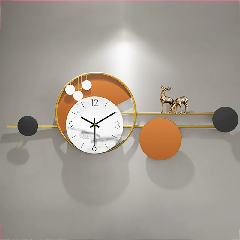 

White Extra Large Wall Clock Hands Numbers Orange Luxury 3d Wall Clock Mechanism Modern Design Orologio Da Parete Art Mural