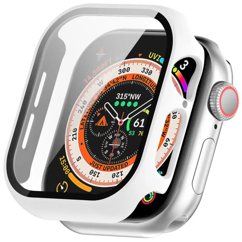 Premium Tempered Glass Apple Watch Screen Protector with PC Bumper Cover
