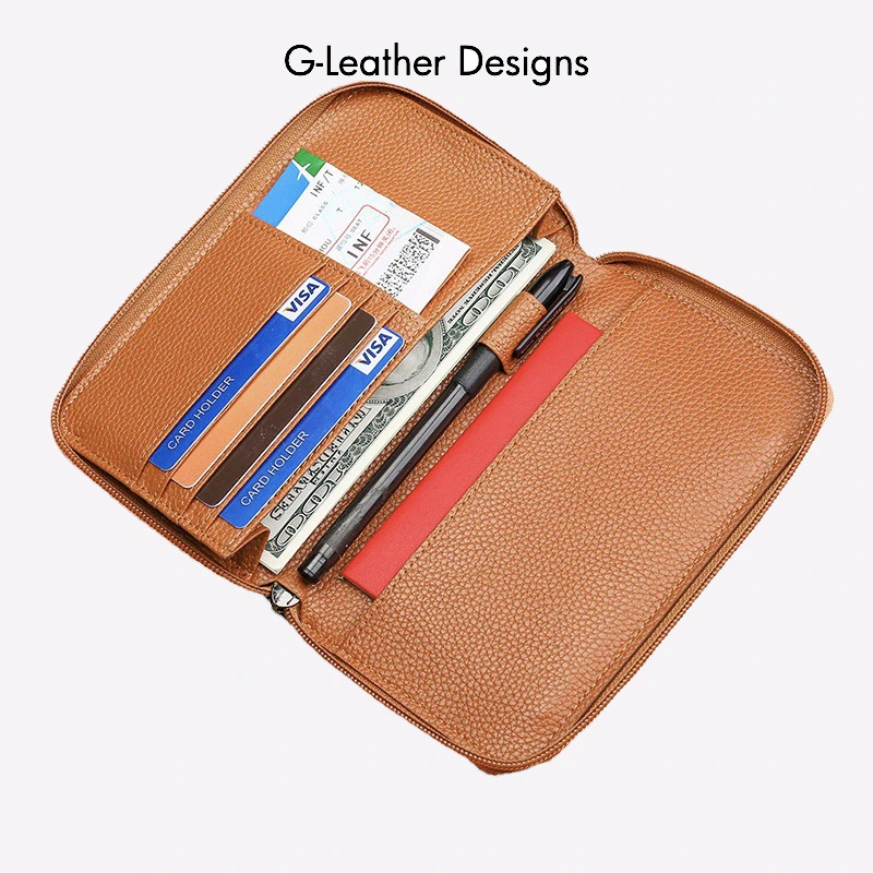 Genuine Leather Passport Cover Case Travel Wallet Boarding Pass Holder