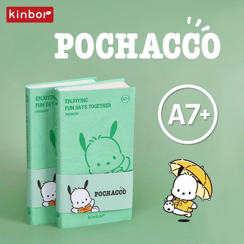 Kinbor Pochacco Pocket Mini Notebook PU A7 Kawaii Small Journals cuadernos DIARI PLANNER 72 Sheets Gird Pages Book Paper Station
