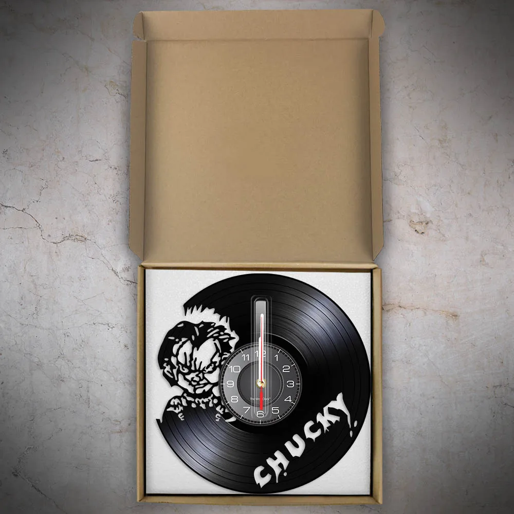 Fictional Character Chucky Wall Clock Made Of Vinyl Record Horror Movie Home Decor Wall Watch Halloween Vinyl Disk Crafts Clock 5
