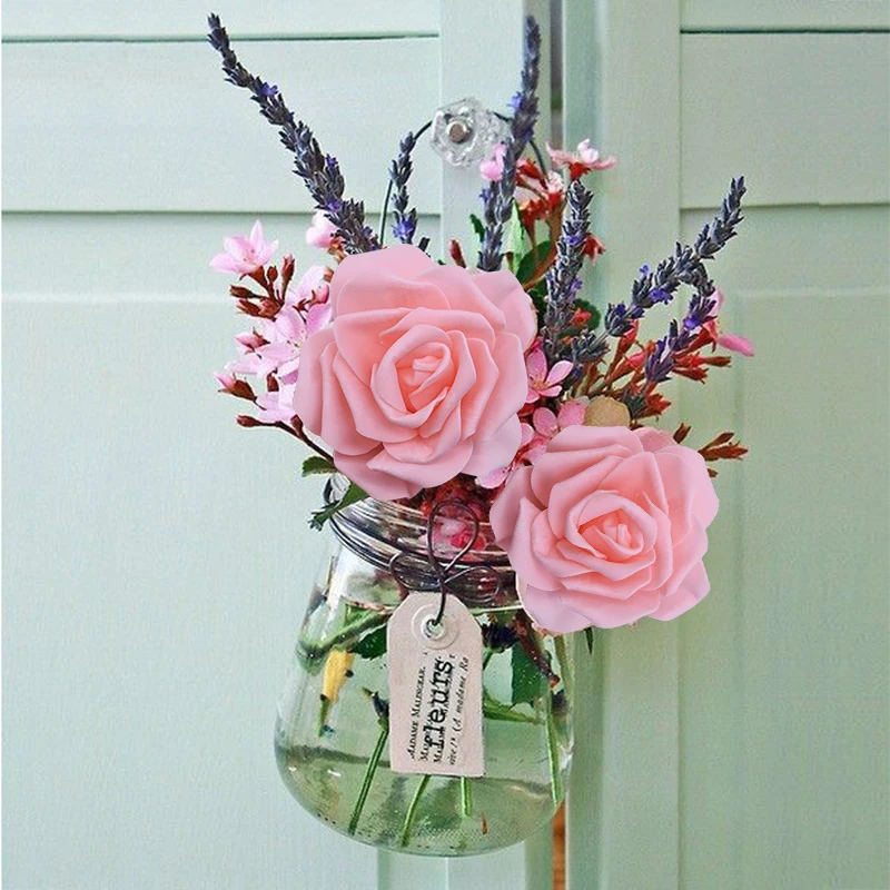 30Pcs/lot 8cm Big PE Foam Roses Artificial Flower Heads Wedding Event Decoration DIY Wreaths Home Garden Decorative Supplies