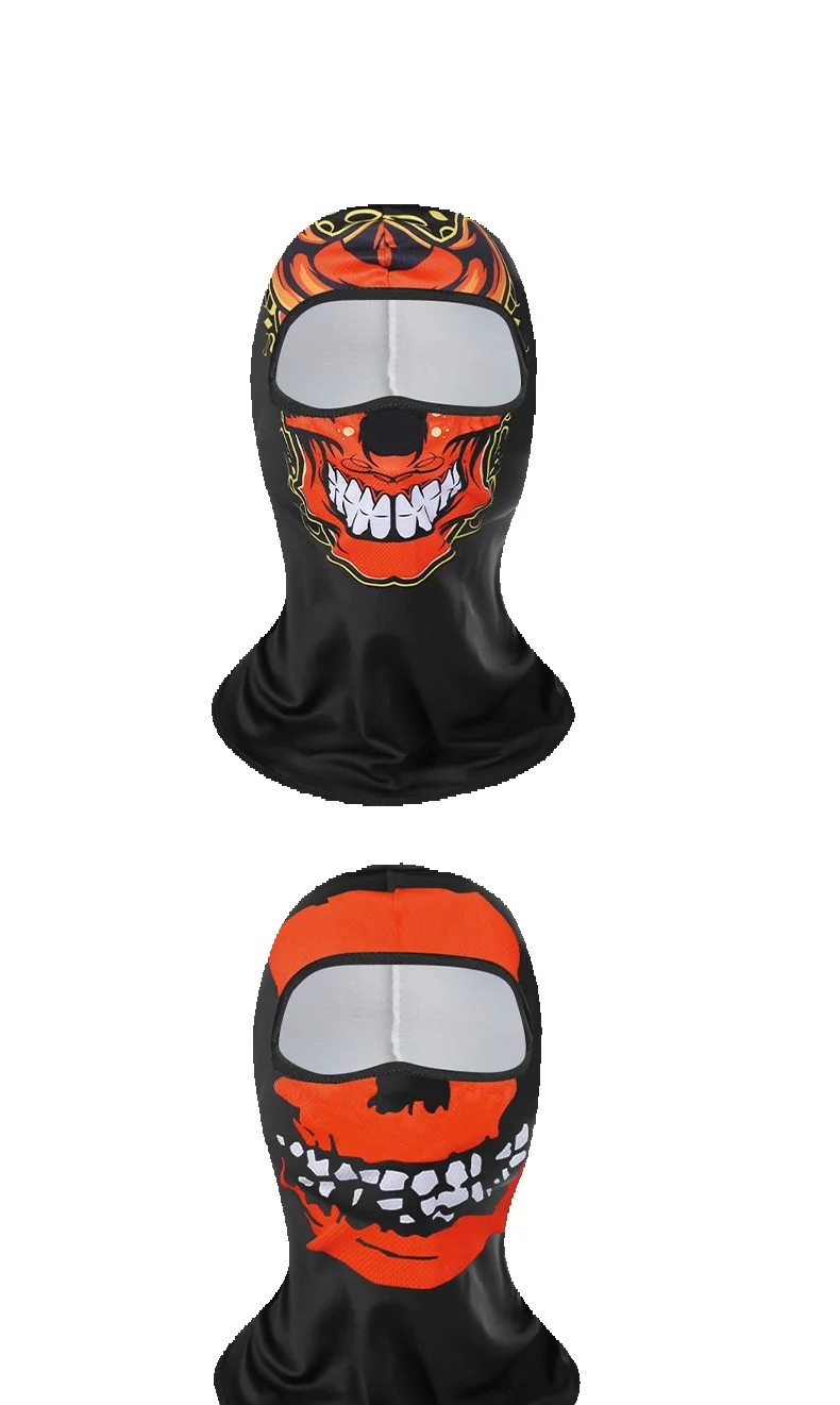Kopfbedeckung für Outdoor-Sportarten, Radfahren, mit integriertem Schal, vollständiger Schutz, Sonnenschutzmaske, Halloween-Skelett_voghion.com
