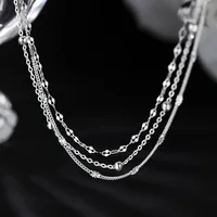 Bracelets chaîne en argent Sterling 925 scintillant pour femmes, luxe élégant, trois couches de perles géométriques, bijoux de fête de mariage 5