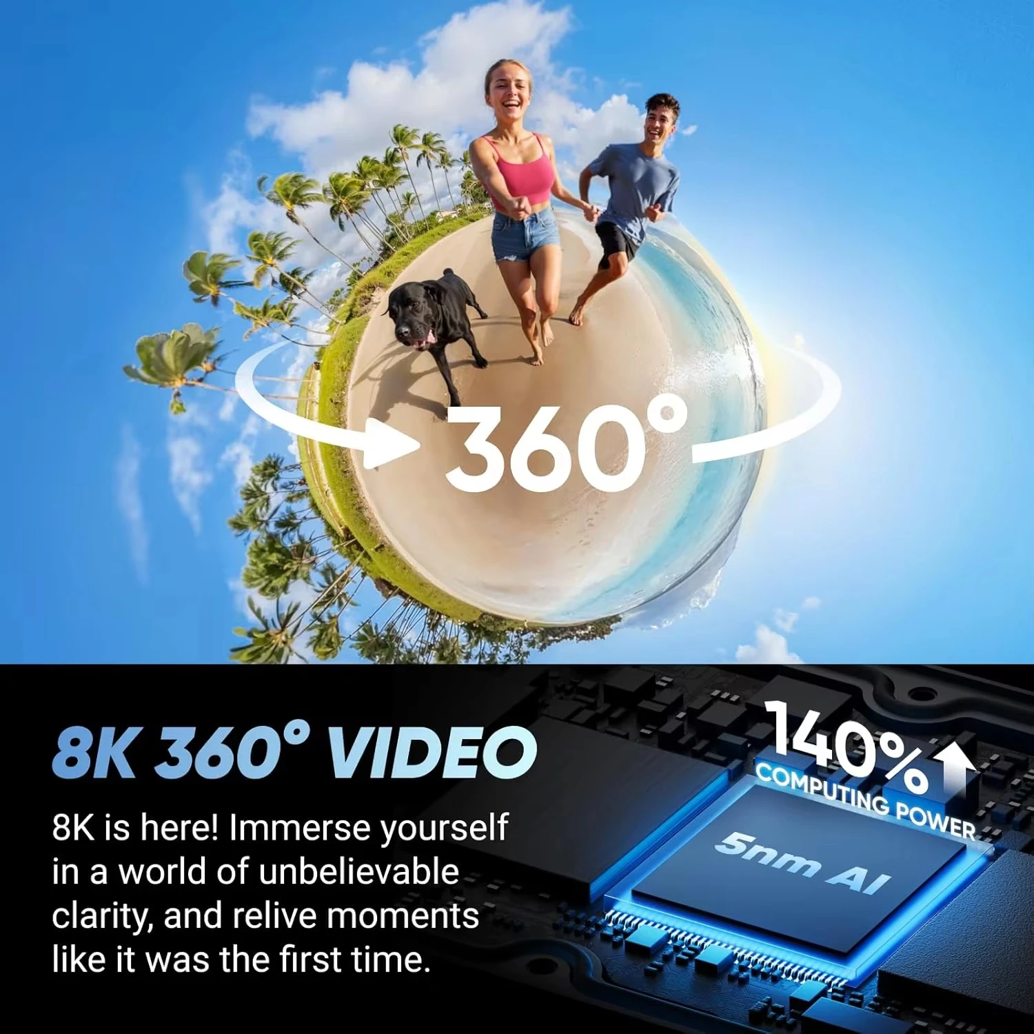 100% 인스타360 X4 에어 액션 카메라, 8K 30FPS, 360도 ° 비디오, 보이지 않는 셀카봉 효과, 가볍고 휴대 가능