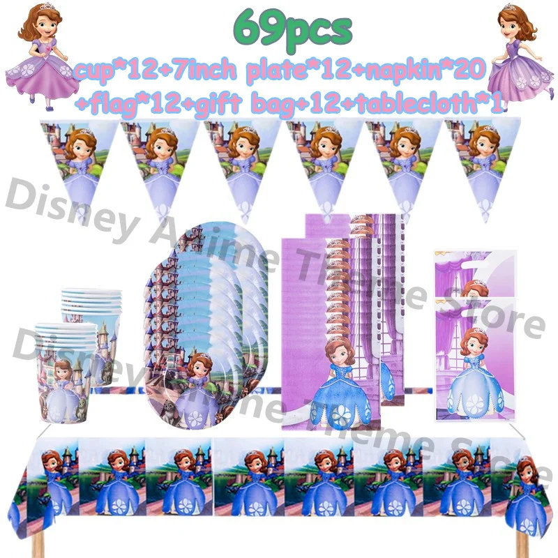 

Sofia the First Birthday Party Decorations Dsiposable Tableware Set Kids Girls Party Sophia Paper Plate Cup Balloons Supplies