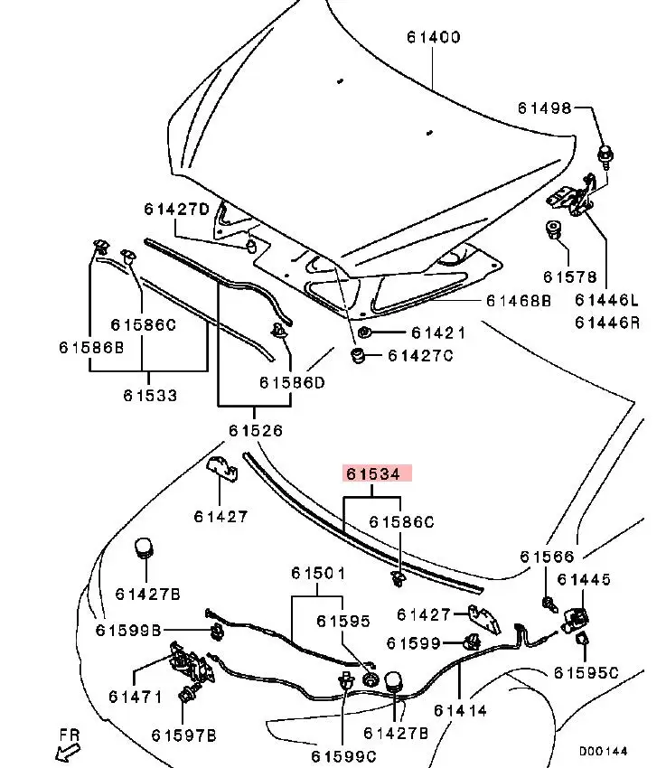 LANCER CY0A CX0A EVOX CZ4A Door Seal Strip HOOD REAR 5902A020 door seal strip