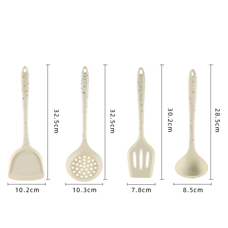 Food Grade Silicone Non-Stick Frying Spatula Long Handle Soup Spoon Colander Hollow Shovel Kitchen Accessories Cooking Tools