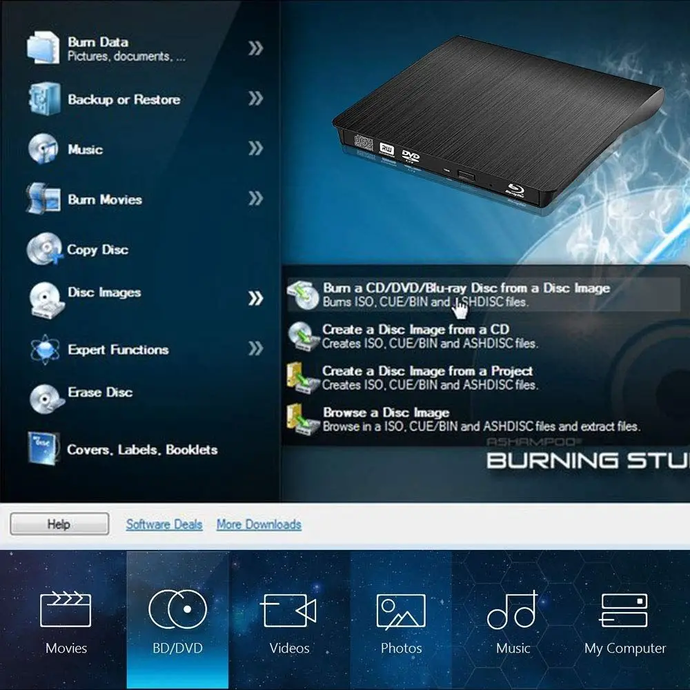 External Blu Ray Portable CD Drive USB 3.0 3D Blu-ray DVD Player DVD CD Burner/Writer/Reader BD-ROM for PC Computer Notebook dvd drive external optical drive dvd writer blu ray burner blu ray drive