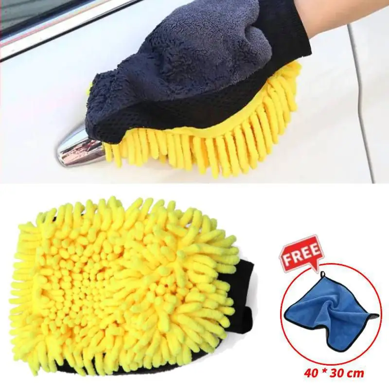 

Washing Gloves Double-sided Coral Fleece Absorbent Water Thickening Plush Car Cleaning Mitten Auto Maintenance Care Accessories