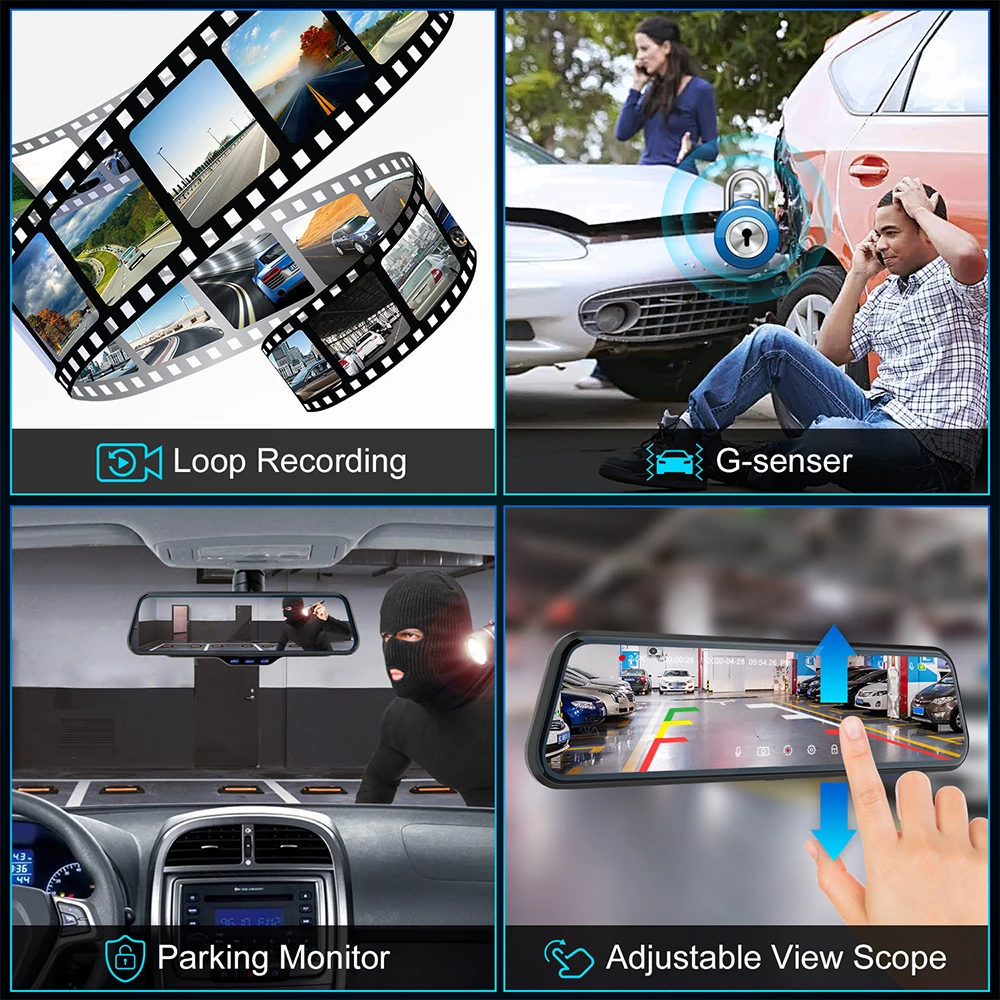 ThiEYE CarView 3 10inch Full Size Touch Screen 2.5K Front Len 1080P Rear Len With Optional GPS Packing Dash Cam