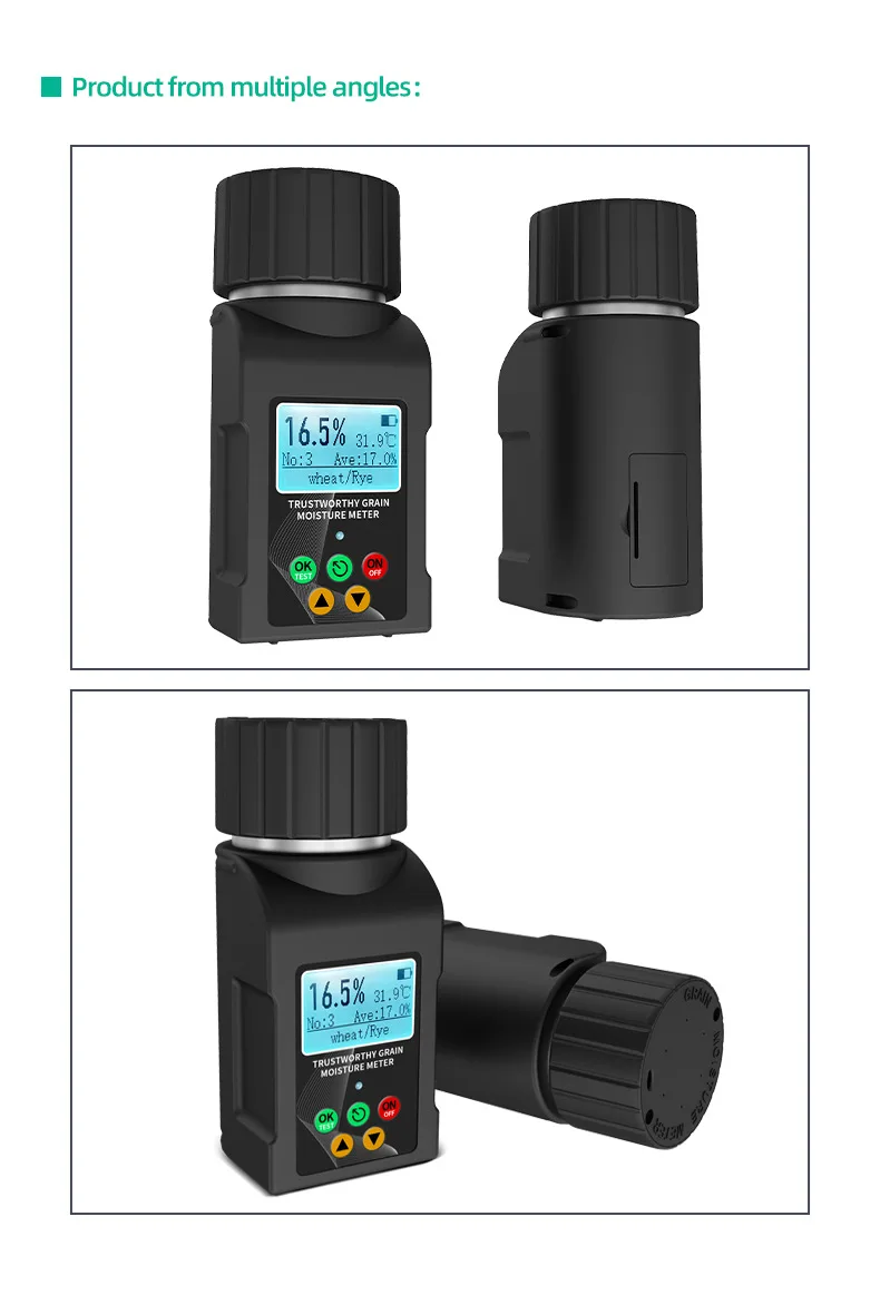 Portable Moisture Tester for Grain,40 Grain Moisture Meter with Backlit Digital