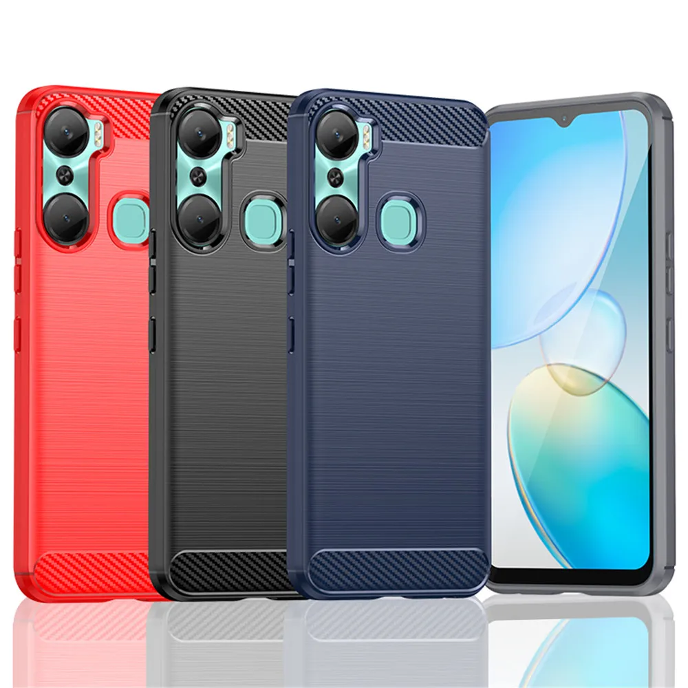 Per Infinix Hot 12 Pro 4G Custodia Antiurto In Morbida Pelle In Fibra Di Carbonio Di Lusso Per Custodie Per Telefoni Infinix Hot 12Pro 4G