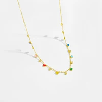 ANDYWEN 925 argent Sterling or bohême CZ arc-en-ciel coeur breloque collier ras du cou 2023 printemps noël bijoux pour les femmes fête 2