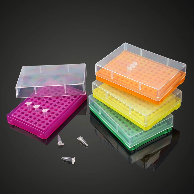 96-Holes PCR Tube Rack 0.2ml Centrifuge Tube Box With Transparent Lid , 3pcs
