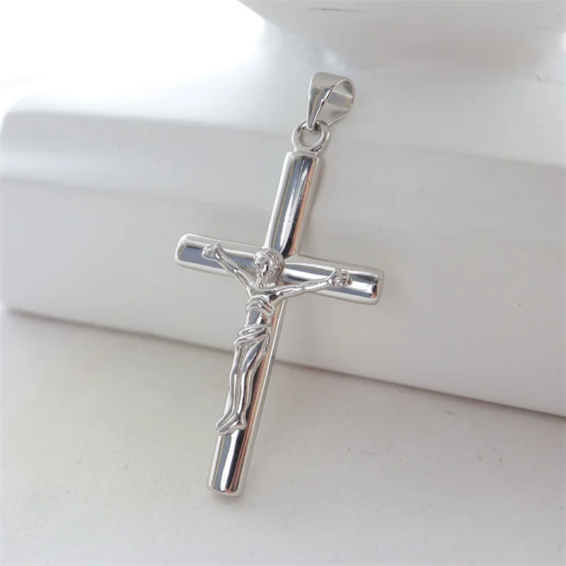Silver pendant BOCAI S925 Sterling Silver Pendants for Men Women New Fashion Jesus Crucifixion Cross Rlectroplating Platinum Jewelry Amulet
