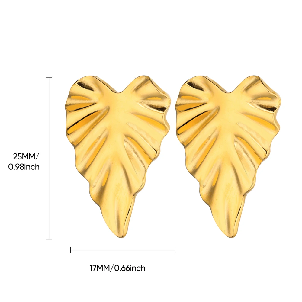 Gold Heart Shape Stud Earrings For Women