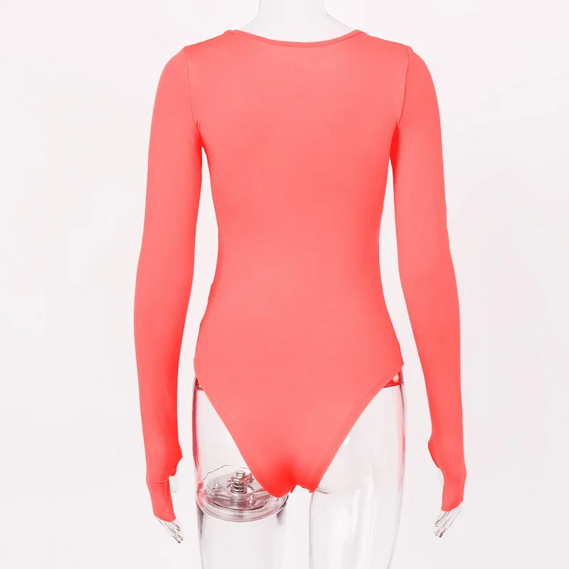 nude bodysuit Shestyle Bodycon Sexy Neon Orange Bodysuits Women Autumn 2019 Long Sleeve Solid Winter Basic Body Suit Female O Neck Black Pink black corset bodysuit