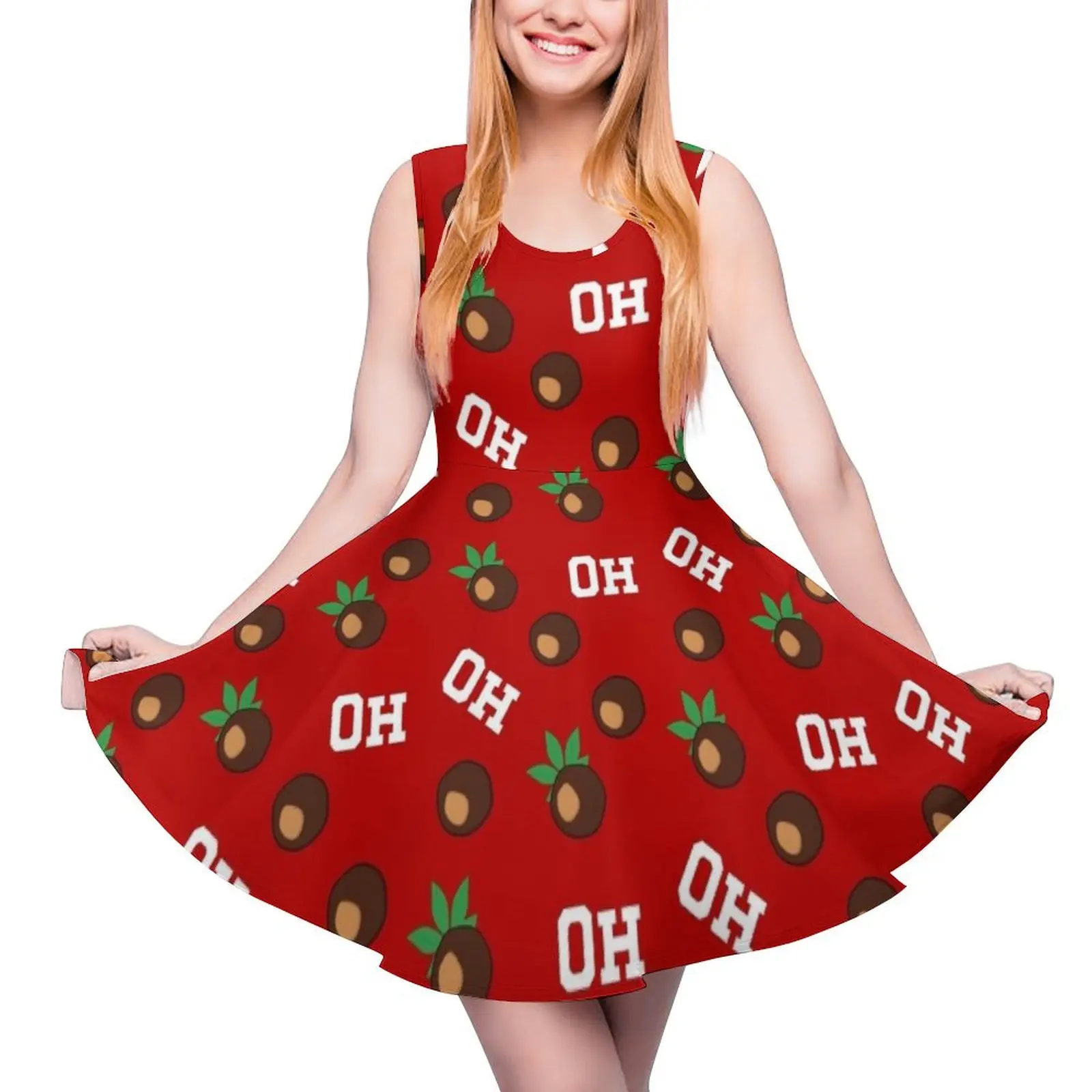 Buckeye Pattern Red Background Sleeveless Dress women evening dress Woman fashion