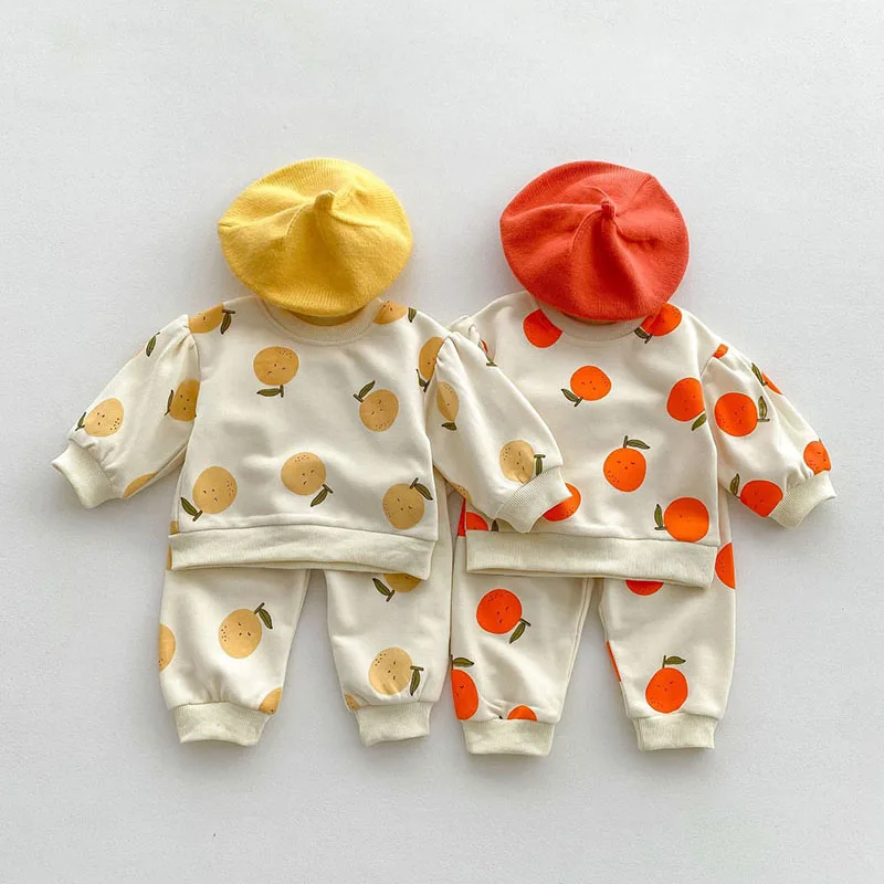 Autumn Cotton Baby Clothing Set Fruit Print Hoodie