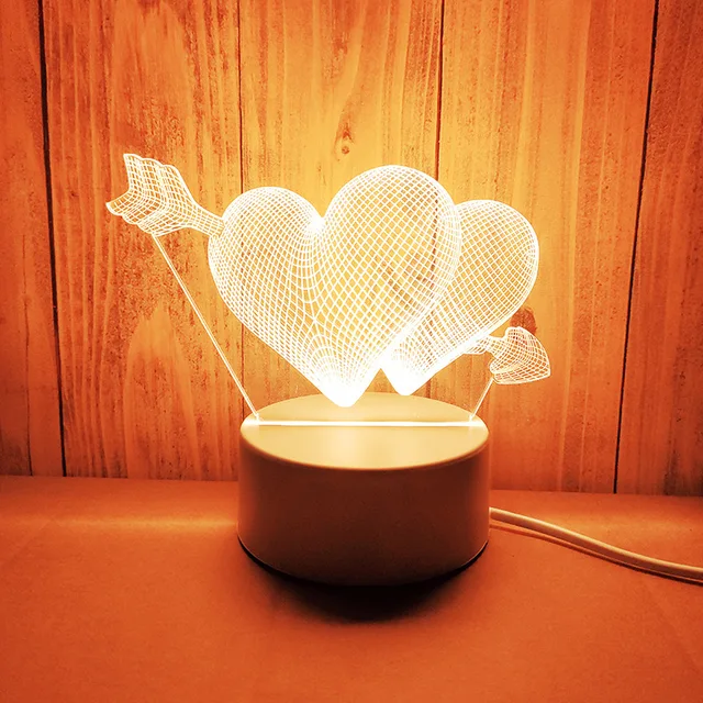 Lampe LED 3D Romantique 'Love' : Une Veilleuse Douce pour la Maison 3