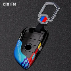 Sleek ABS Carbon Fiber Car Key Case Cover Shell (B BlackBlue)
