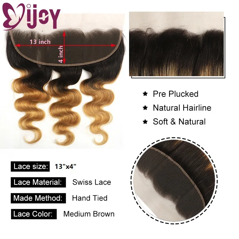 Body Wave Bundles With Frontal Brazilian Human Hair Bundles With 13x4 Frontal Ombre Honey Blonde Remy Hair Bundles With Frontal