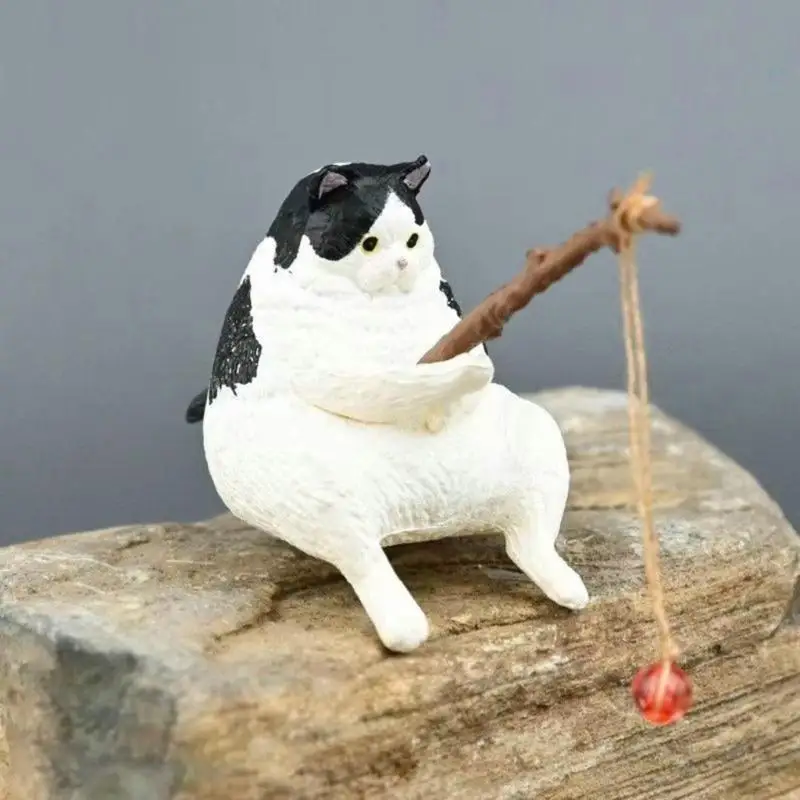 E5BB Fishing Ornaments Resin Figurine Cartoon Statue for Fish Aquarium fish tank ornaments,fish tank decorations,aquarium ornaments