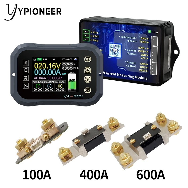 

YPioneer KG-F Battery Coulometer 120V 100A 400A 600A Coulomb Meter Battery Indicator Tester LCD Power Display Phone Control