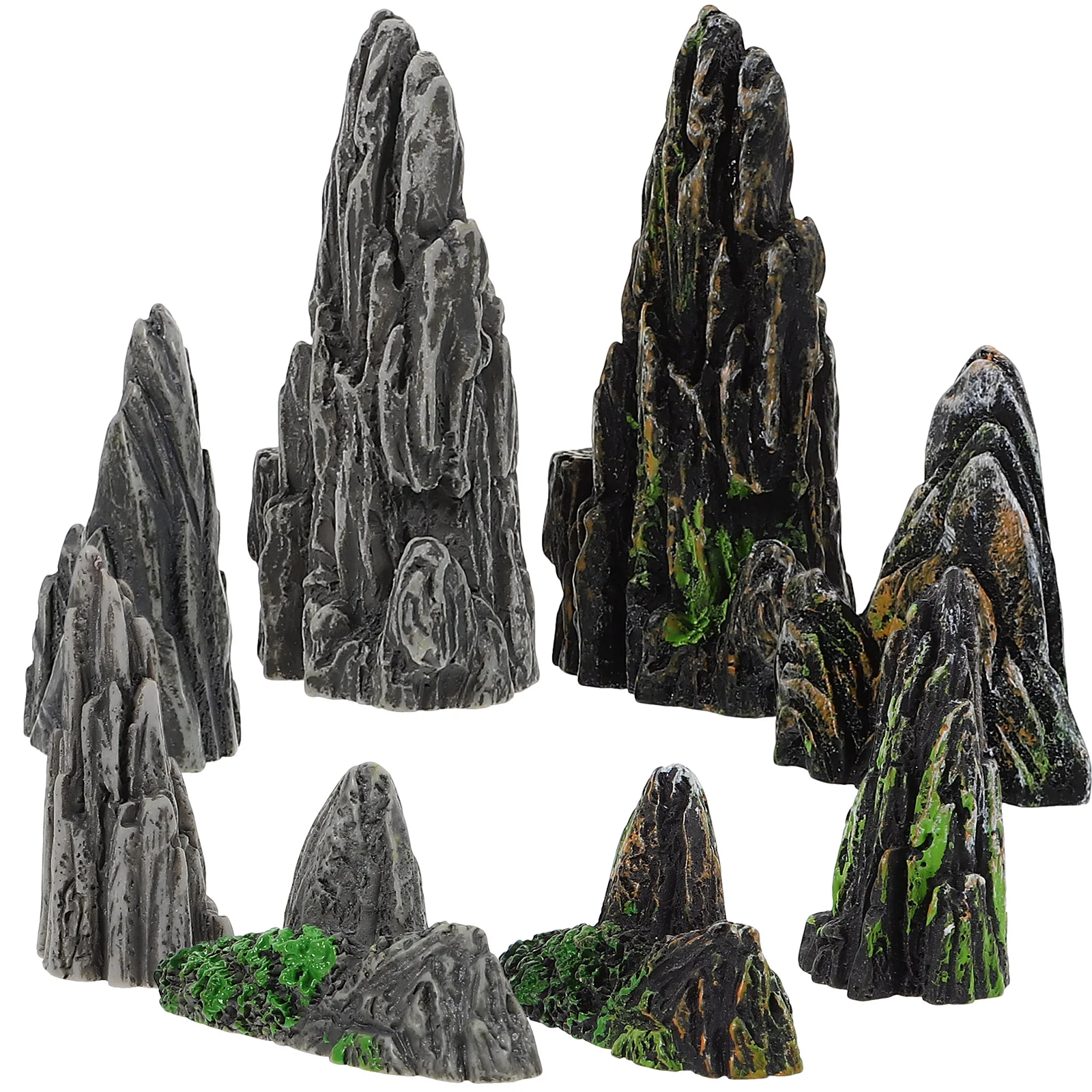 

8pcs Mini Rockery Statues Resin Rockery Decoration Garden Micro Landscape Decorations Mixed Style
