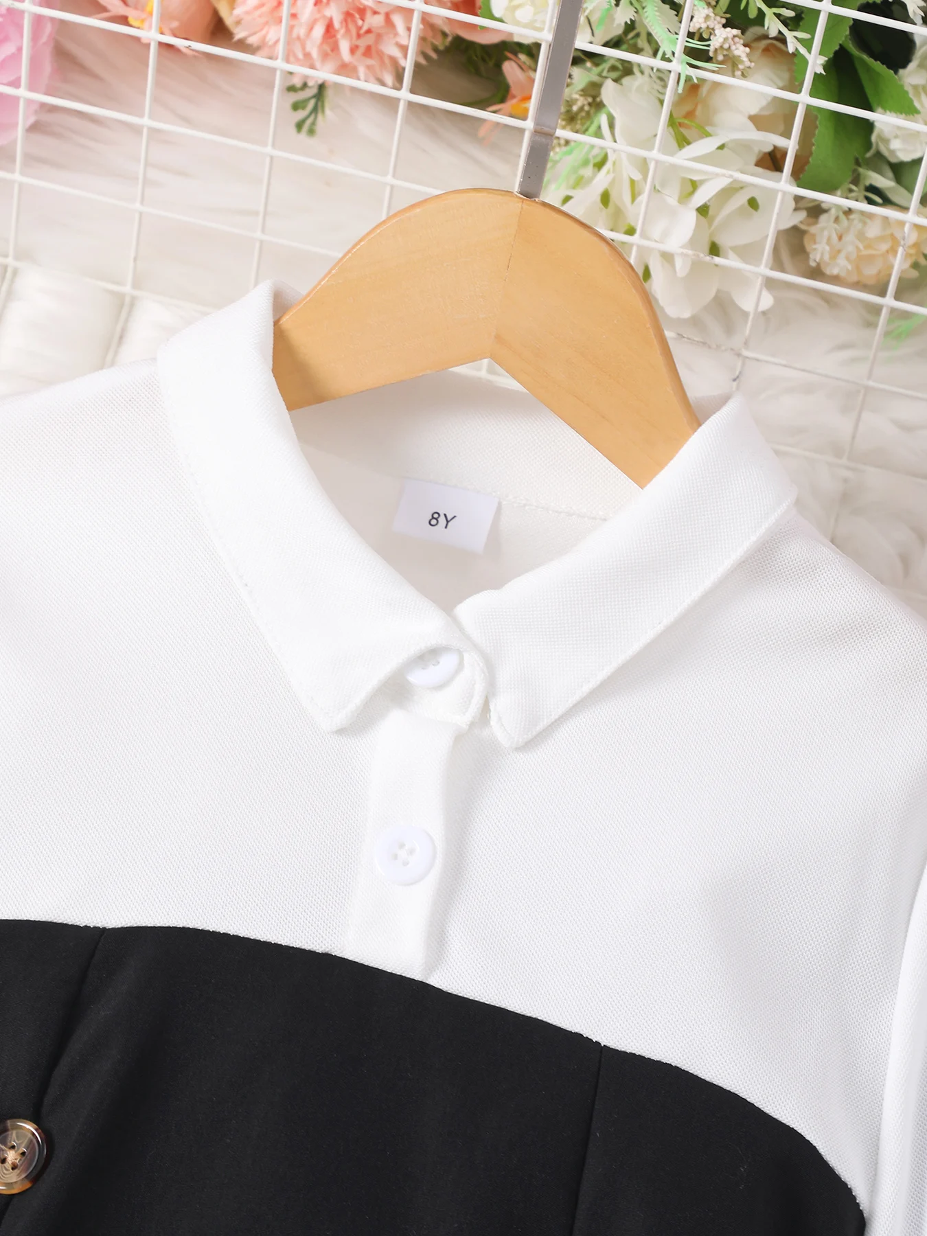 Girls Long-Sleeve Contrast Color Dress 3